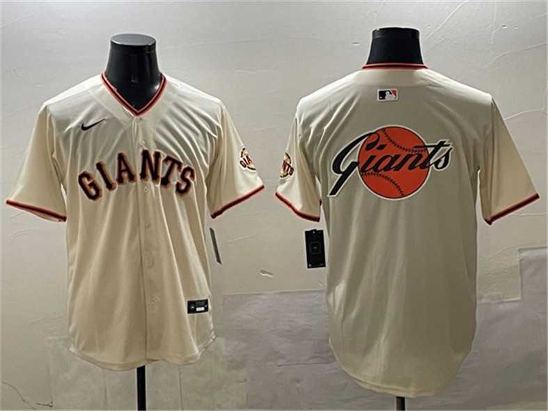 Mens San Francisco Giants Cream Team Big Logo Limited Stitched Jersey->san francisco giants->MLB Jersey